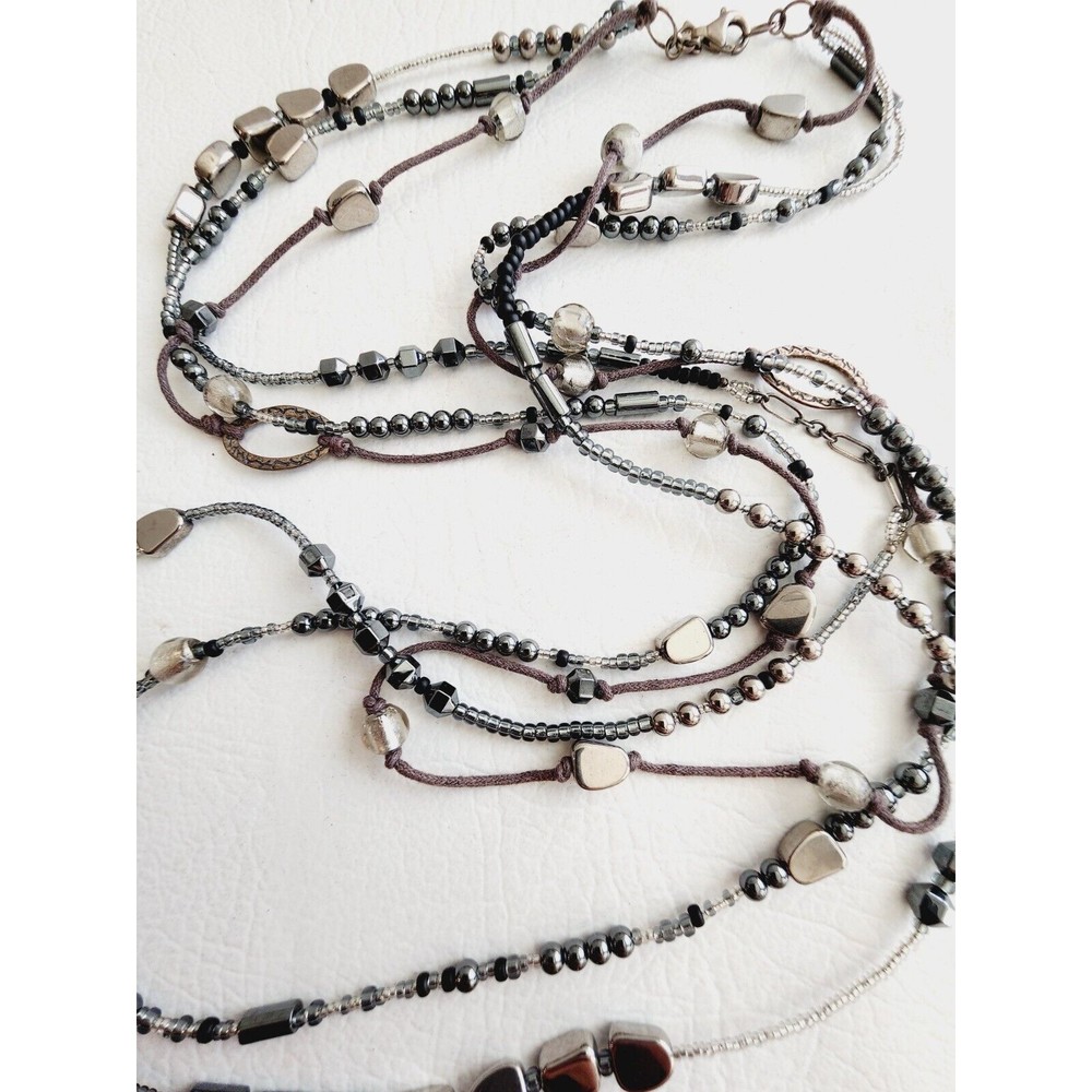 Silpada Sterling Silver Multistrand Hematite Seed Bead Dewdrops Necklace N2097 - Picture 4 of 7